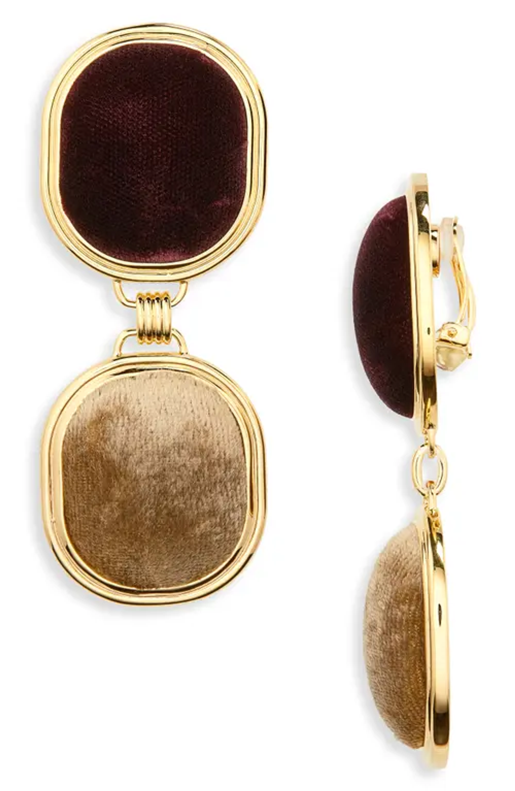 Клипсы Saint Laurent Twin Square с бархатными вставками