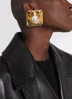 Клипсы Saint Laurent с жемчужными вставками