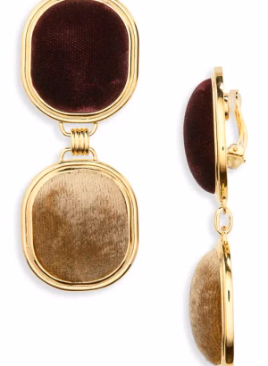 Клипсы Saint Laurent Twin Square с бархатными вставками